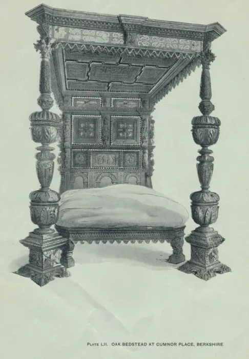 Framed Print : Oak bedstead at Cumnor Place, Berkshire, 1915 Framed Print : Oak bedstead at Cumnor Place, Berkshire, 1915