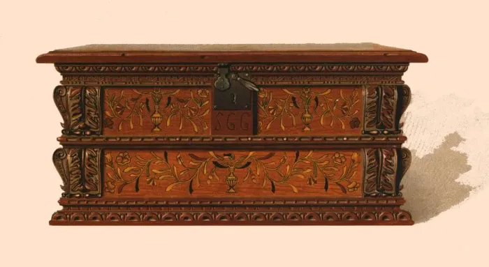 Framed Print : Oak inlaid box, 1904. Artist: Shirley Slocombe Framed Print : Oak inlaid box, 1904. Artist: Shirley Slocombe