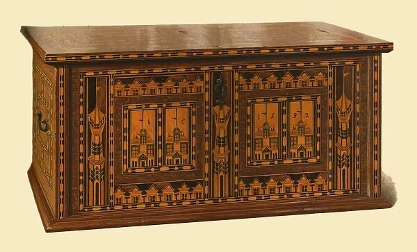 Oak inlaid Nonsuch chest, 1904. Artist: Shirley Slocombe