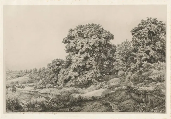 Framed Print : Oaks near a Pond, 1852. Creator: Eugene Blery Framed Print : Oaks near a Pond, 1852. Creator: Eugene Blery