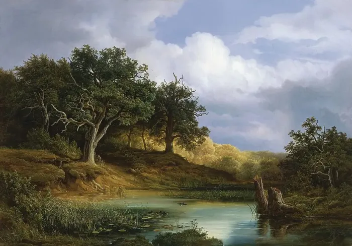Framed Print : Oaks beside the Water, 1832. Creator: Christian Morgenstern Framed Print : Oaks beside the Water, 1832. Creator: Christian Morgenstern