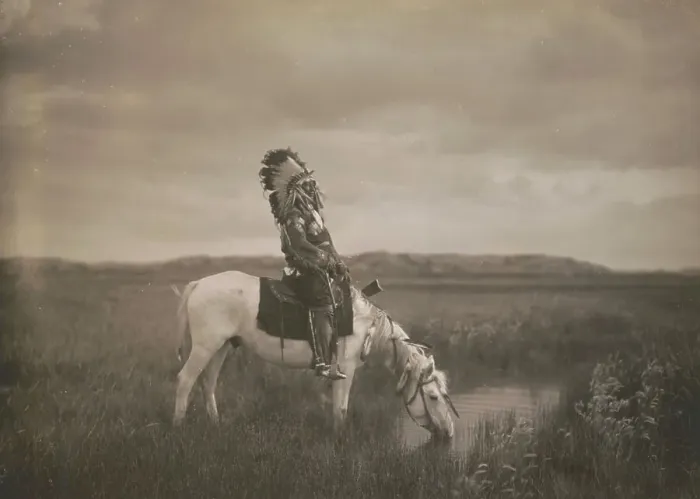 Framed Print : An oasis in the Badlands, c1905. Creator: Edward Sheriff Curtis Framed Print : An oasis in the Badlands, c1905. Creator: Edward Sheriff Curtis