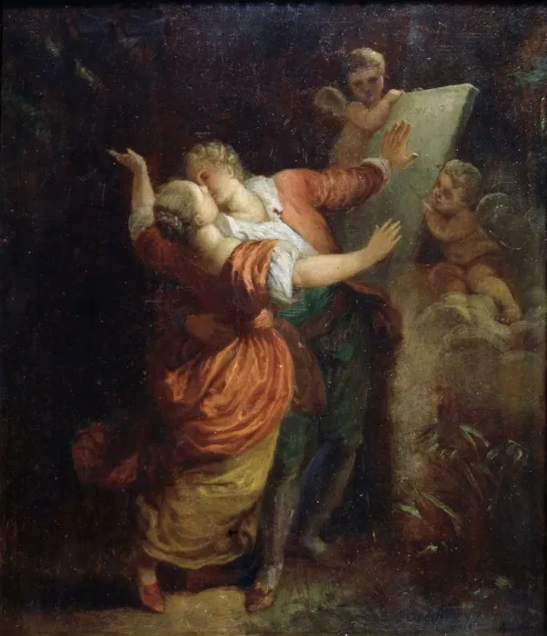 Framed Print : Oath to Love, middle of the 18th century Framed Print : Oath to Love, middle of the 18th century