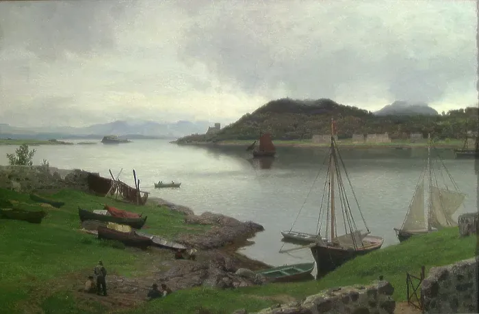Framed Print : Oban Bay, 1889. Creator: Hans Gude Framed Print : Oban Bay, 1889. Creator: Hans Gude