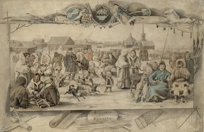 Framed Print : Obdorsk fair, 2nd half of 19th century. Creator: Mikhail Znamensky Framed Print : Obdorsk fair, 2nd half of 19th century. Creator: Mikhail Znamensky