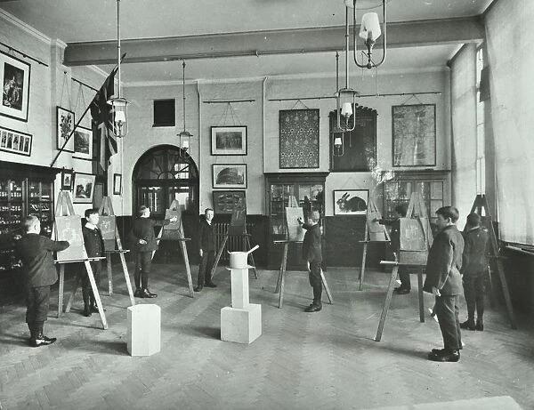 Object drawing art class, Alma Boys School, Bermondsey, London, 1908