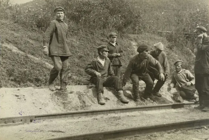 Framed Print : Obluchye station - Local residents near the expedition carriage, 1929. Creator: Unknown Framed Print : Obluchye station - Local residents near the expedition carriage, 1929. Creator: Unknown