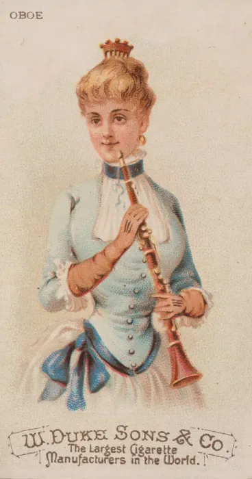 Framed Print : Oboe, from the Musical Instruments series (N82) for Duke brand cigarettes, 1888. 1888 Framed Print : Oboe, from the Musical Instruments series (N82) for Duke brand cigarettes, 1888. 1888