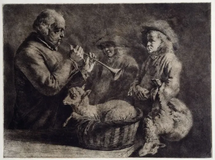 Framed Print : The Oboist. Artist: Boissieu, Jean-Jacques, de (1736-1810) Framed Print : The Oboist. Artist: Boissieu, Jean-Jacques, de (1736-1810)