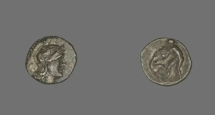 Framed Print : Obol (Coin) Depicting the Goddess Athena, 334 (or earlier)-302 BCE. Creator: Unknown