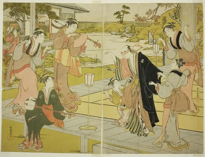 Framed Print : Oboshi Yuranosuke at the Ichiriki Teahouse, from scene VII in the Storehouse of... Japan, c1785 / 89. Creator: Kubo Shunman