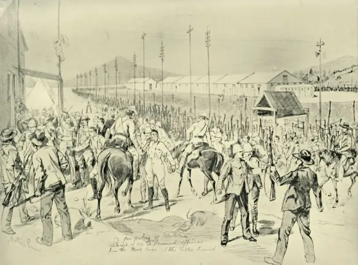 Framed Print : The Occupation of Pretoria: Release of British Officers, (1901). Creator: Melton Prior Framed Print : The Occupation of Pretoria: Release of British Officers, (1901). Creator: Melton Prior