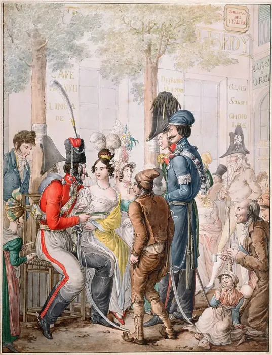Framed Print : Occupation russe à Paris (Russian Cossacks in Paris, 1814), 1814-1817. Creator: Opiz, Georg Emanuel (1775-1841) Framed Print : Occupation russe à Paris (Russian Cossacks in Paris, 1814), 1814-1817. Creator: Opiz, Georg Emanuel (1775-1841)