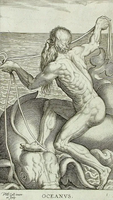 Framed Print : Oceanus, 1586. Creator: Philip Galle Framed Print : Oceanus, 1586. Creator: Philip Galle