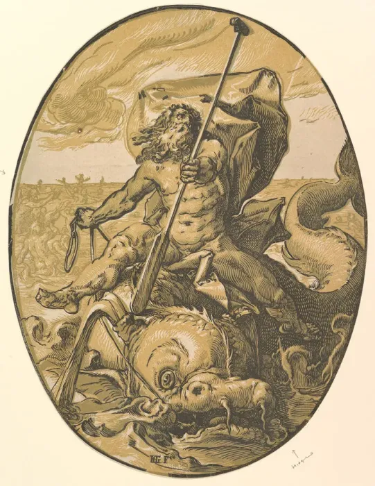 Framed Print : Oceanus, ca. 1589-90. Creator: Hendrik Goltzius Framed Print : Oceanus, ca. 1589-90. Creator: Hendrik Goltzius