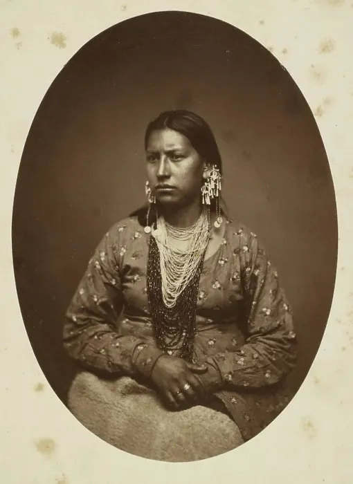 Framed Print : Oceti Sakowin Oyate Woman, 1860-1880. Creator: HH Whitney Framed Print : Oceti Sakowin Oyate Woman, 1860-1880. Creator: HH Whitney