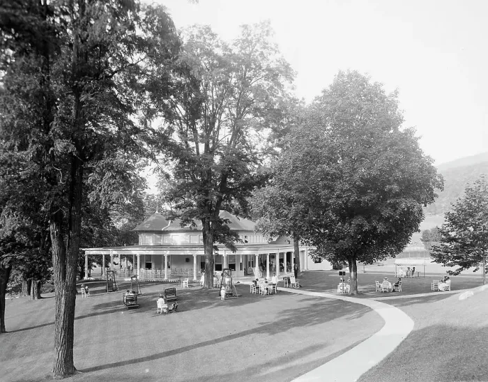 Framed Print : Five o'clock tea at the club house, Virginia Hot Springs, between 1910 and 1920. Creator: Unknown Framed Print : Five o'clock tea at the club house, Virginia Hot Springs, between 1910 and 1920. Creator: Unknown