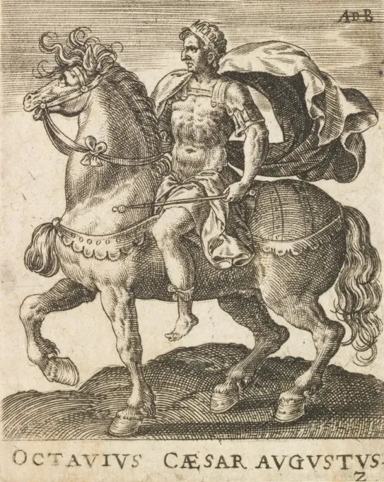 Framed Print : Octavius Caesar Augustus from Twelve Caesars on Horseback, ca. 1565-1587. ca. 1565-1587 Framed Print : Octavius Caesar Augustus from Twelve Caesars on Horseback, ca. 1565-1587. ca. 1565-1587