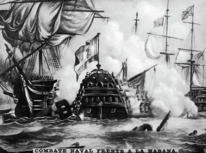 Framed Print : October 12th 1747, Naval Battle, 1920s Framed Print : October 12th 1747, Naval Battle, 1920s