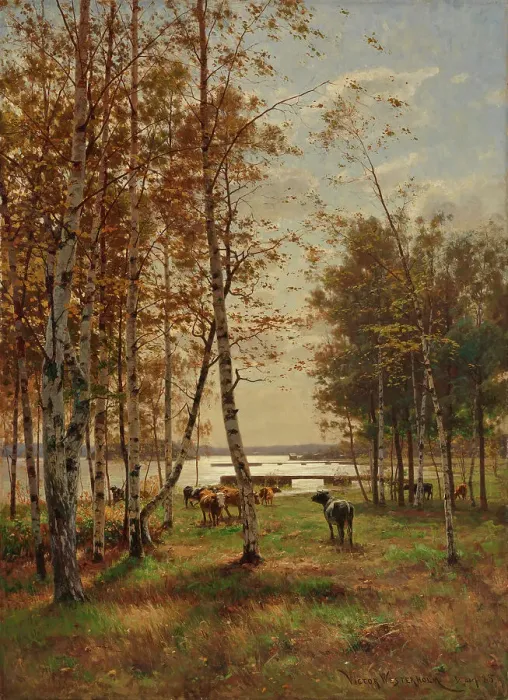 Framed Print : An October Day in aland, 1885. Creator: Victor Westerholm Framed Print : An October Day in aland, 1885. Creator: Victor Westerholm