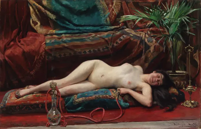Framed Print : Odalisque, 1883. Creator: Richard Hall Framed Print : Odalisque, 1883. Creator: Richard Hall