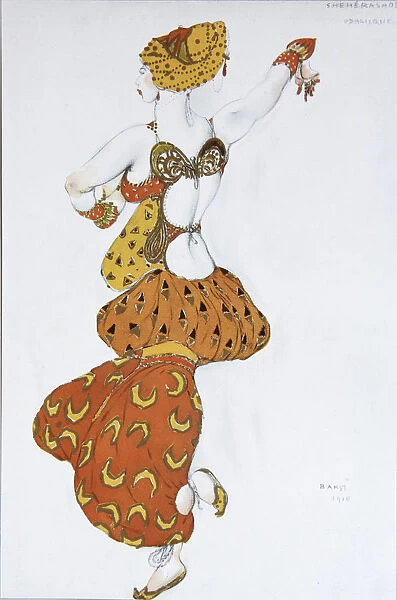 Odalisque. Costume design for the ballet Sheherazade by N. Rimsky-Korsakov, 1910. Artist: Bakst, Leon (1866-1924)
