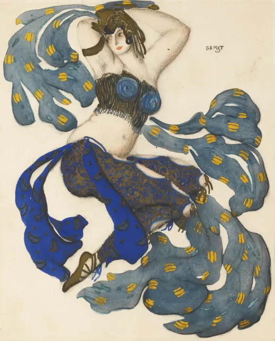 Framed Print : Odalisque. Costume design for the ballet Sheherazade by N. Rimsky-Korsakov. Artist: Bakst, Leon (1866-1924) Framed Print : Odalisque. Costume design for the ballet Sheherazade by N. Rimsky-Korsakov. Artist: Bakst, Leon (1866-1924)