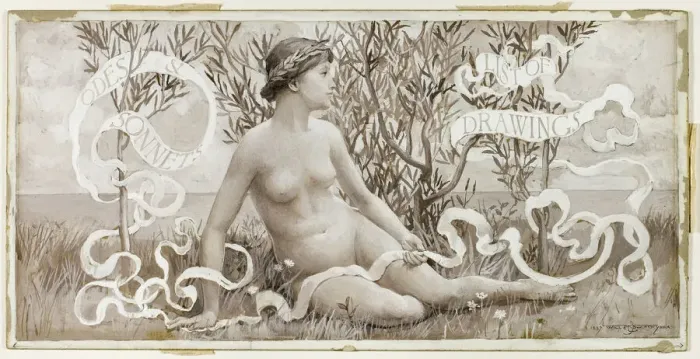 Framed Print : Odes and Sonnets List of Drawings, 1887. Creator: Will H. Low Framed Print : Odes and Sonnets List of Drawings, 1887. Creator: Will H. Low