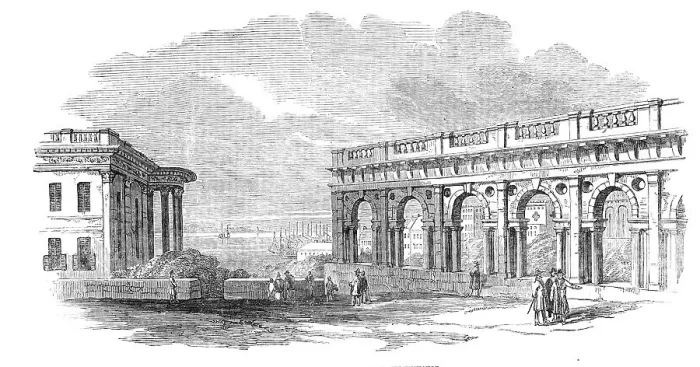 Framed Print : Odessa - Colonnade of the New Exchange, 1854. Creator: Unknown Framed Print : Odessa - Colonnade of the New Exchange, 1854. Creator: Unknown