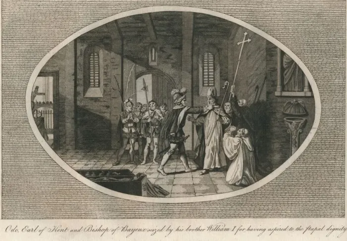 Framed Print : Odo, Earl of Kent and Bishop of Bayeux, seized by his brother William I, 1082 (1793) Framed Print : Odo, Earl of Kent and Bishop of Bayeux, seized by his brother William I, 1082 (1793)
