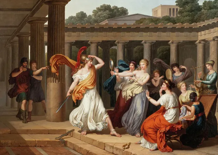 Framed Print : Odysseus Recognises Achilles amongst the daughters of Lycomedes, 1791. Creator: Louis Gauffier Framed Print : Odysseus Recognises Achilles amongst the daughters of Lycomedes, 1791. Creator: Louis Gauffier