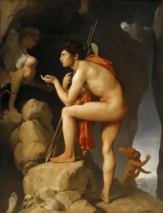 Framed Print : Oedipus and the Sphinx. Artist: Ingres, Jean Auguste Dominique (1780-1867) Framed Print : Oedipus and the Sphinx. Artist: Ingres, Jean Auguste Dominique (1780-1867)