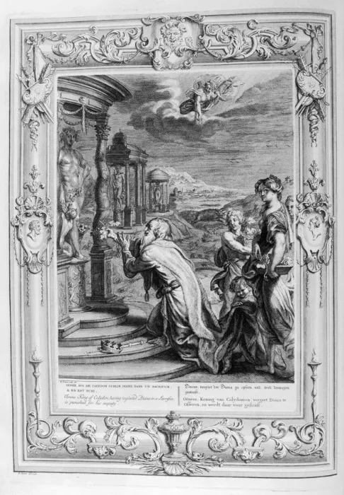 Framed Print : Oeneus, King of Calydon is Punished for his Impiety, 1733. Artist: Bernard Picart