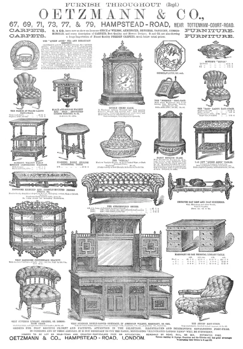 Framed Print : Oetzmann & Co, Furniture, 1883. Creator: Unknown Framed Print : Oetzmann & Co, Furniture, 1883. Creator: Unknown