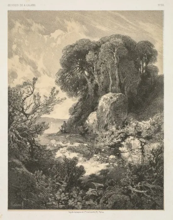 Framed Print : Oeuvres de A. Calame: No. 52. Creator: Alexandre Calame (Swiss, 1810-1864); F. Delarue, r Framed Print : Oeuvres de A. Calame: No. 52. Creator: Alexandre Calame (Swiss, 1810-1864); F. Delarue, r