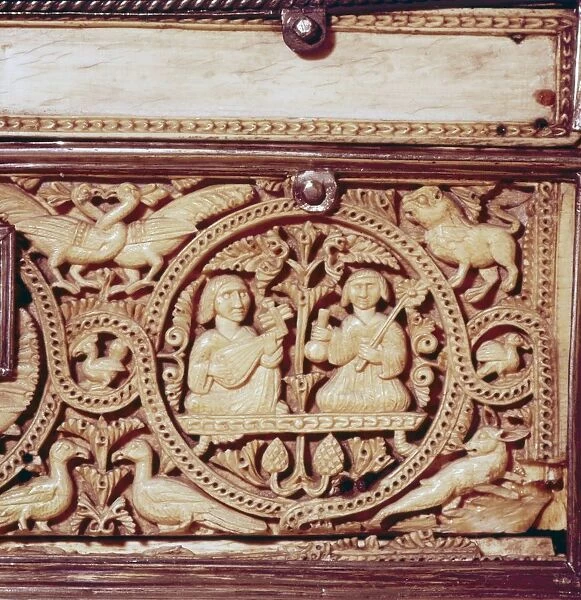 Detail of front of Ivory Casket, Hispano-Arabic work, Cordoba, 11th century
