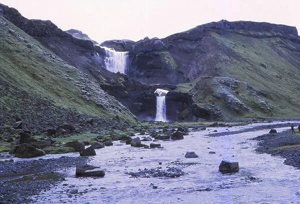 Ofaerofoss Waterfall in Eldgja (Fire Gorge), Central Iceland, 20th century. Artist: CM Dixon