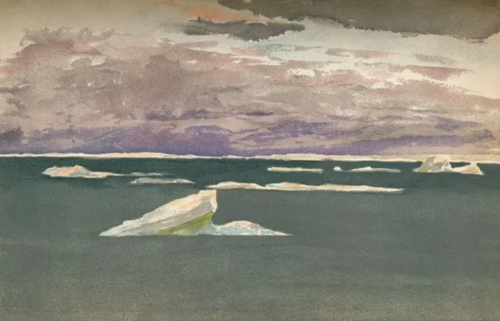 Framed Print : Off the Edge of the Ice - Gathering Storm, 14th September 1893, (1897). Artist: Fridtjof Nansen