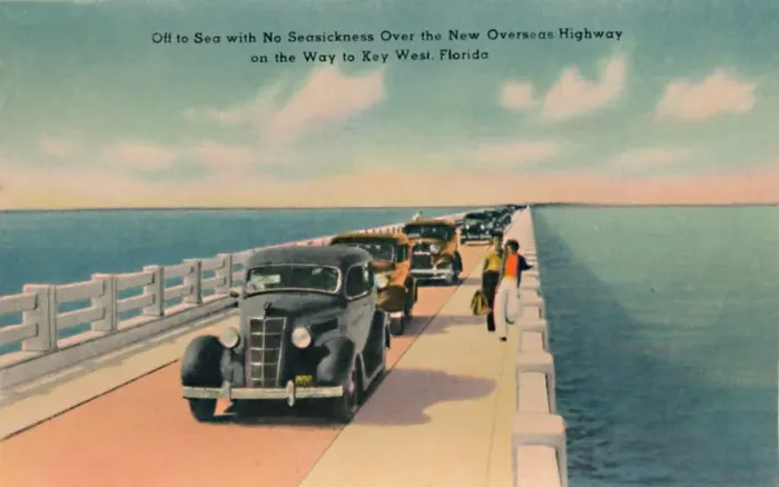 Framed Print : Off to Sea without Seasickness, New Overseas Highway to Key West, Florida, c1940s Framed Print : Off to Sea without Seasickness, New Overseas Highway to Key West, Florida, c1940s