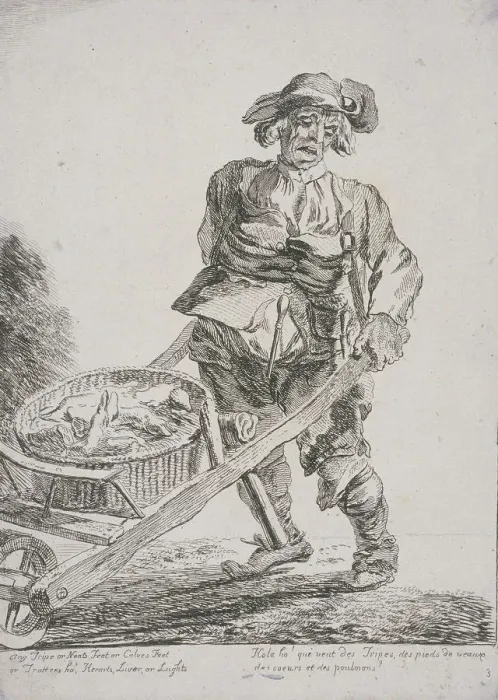 Framed Print : Offal seller, Cries of London, 1760. Artist: Paul Sandby Framed Print : Offal seller, Cries of London, 1760. Artist: Paul Sandby