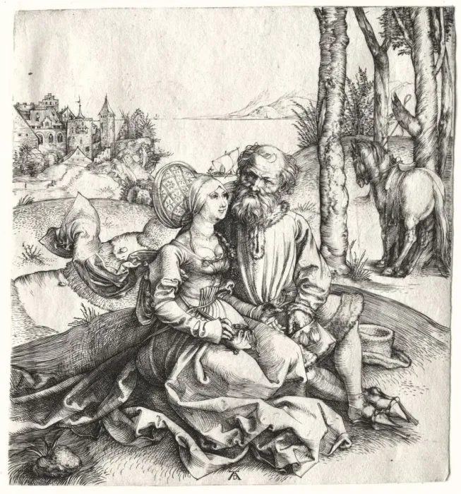 Framed Print : The Offer of Love (or The Ill-Assorted Couple), 1495-1496. Creator: Albrecht Dürer (German Framed Print : The Offer of Love (or The Ill-Assorted Couple), 1495-1496. Creator: Albrecht Dürer (German