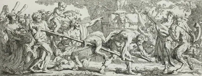 Framed Print : Offering to Bacchus, plate one of four from Le Travaux de la Vendange, 1750. Creator: Joseph-Marie Vien the Elder Framed Print : Offering to Bacchus, plate one of four from Le Travaux de la Vendange, 1750. Creator: Joseph-Marie Vien the Elder