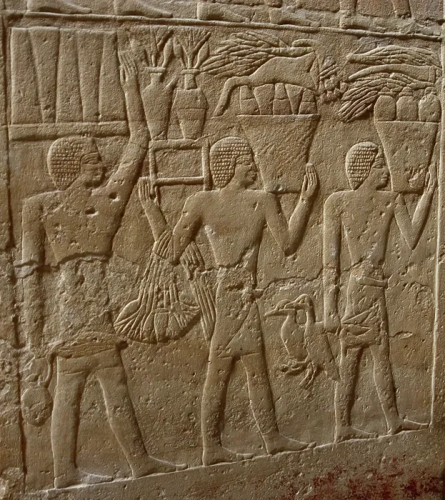 Framed Print : Offering bearers relief, Mastaba of Kagemni, Saqqara, Egypt, Old Kingdom, 2350 BC (2003). Creator: Unknown Framed Print : Offering bearers relief, Mastaba of Kagemni, Saqqara, Egypt, Old Kingdom, 2350 BC (2003). Creator: Unknown