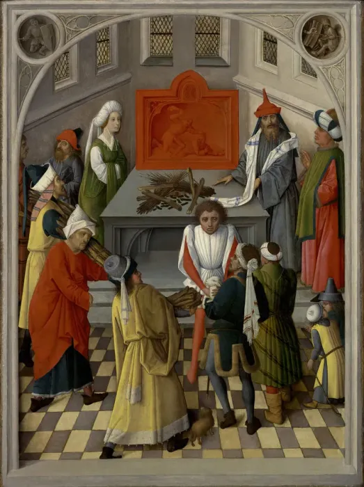 Framed Print : The offering of the jews, ca 1465. Artist: Master of the Gathering of Manna (active 1460-1470) Framed Print : The offering of the jews, ca 1465. Artist: Master of the Gathering of Manna (active 1460-1470)