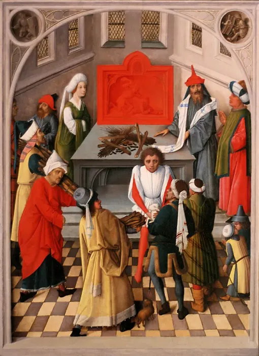 Framed Print : The offering of the jews, ca 1465. Artist: Master of the Gathering of Manna (active 1460-1470)