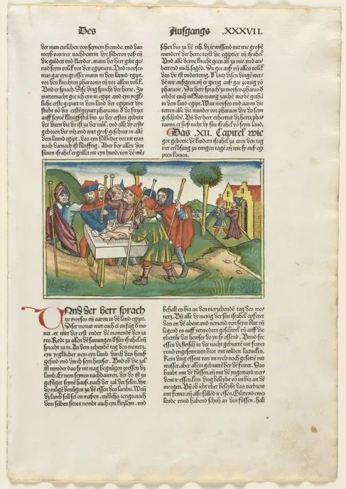 Framed Print : Offering of the Paschal Lamb from the German Bible published by Anton Koberger, Nürnberg Framed Print : Offering of the Paschal Lamb from the German Bible published by Anton Koberger, Nürnberg