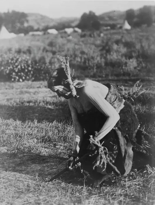 Framed Print : Offering the pipe to the Earth-Cheyenne, c1910. Creator: Edward Sheriff Curtis