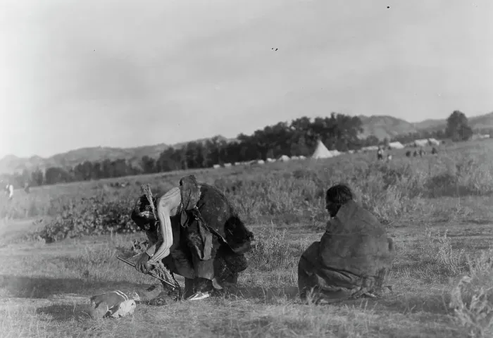 Framed Print : Offering pipe to the skull-Cheyenne, c1910. Creator: Edward Sheriff Curtis Framed Print : Offering pipe to the skull-Cheyenne, c1910. Creator: Edward Sheriff Curtis