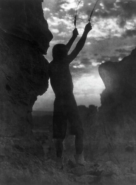 Offering to the sun-San Ildefonso, c1927. Creator: Edward Sheriff Curtis