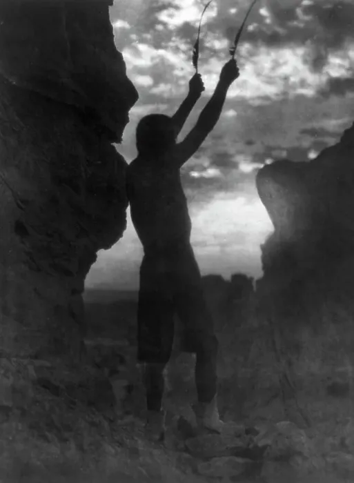 Framed Print : Offering to the sun-San Ildefonso, c1927. Creator: Edward Sheriff Curtis
